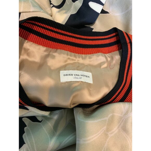 Dries Van Noten Black Tan Floral Short Sleeve Shift Dress, Size 8 | 40 - Picture 6 of 6